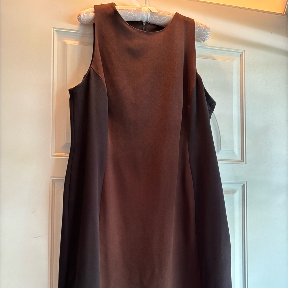 Evan Picone Elegant Brown and Black color block Sleeveless Dress